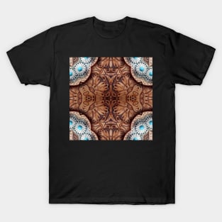 rustic turquoise brown cowboy leather Western country T-Shirt